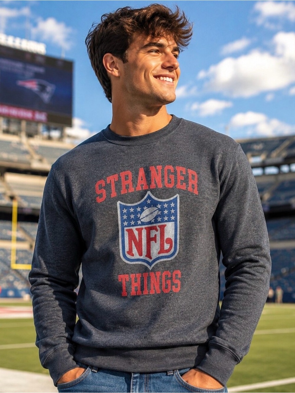 NFL Team Apparel Stranger Things #11 Sweatshirt Christmas Lights - Brand New